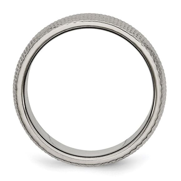 Kazi Luxury Chisel Titanium Polished and Textured 8mm Band - Picture 2 of 9